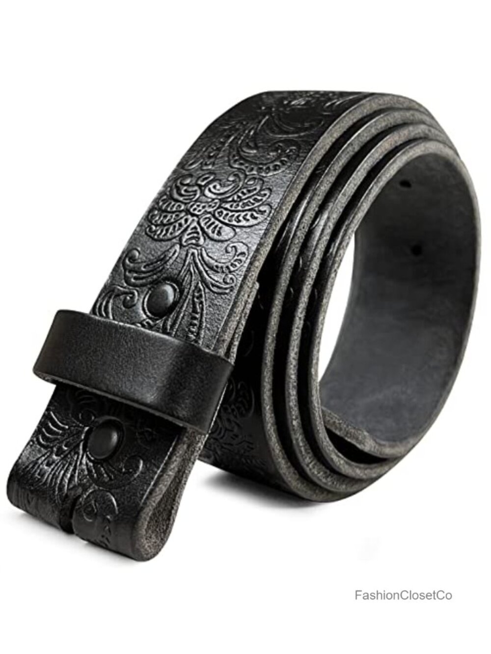 Western Floral Tooled Full Grain Genuine Leather Belt Strap 1-1/2" Wide